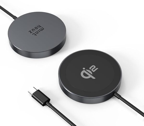 Qi2 Magnetic Wireless Charger, Minthouz 15W Fast Charging iPhone Wireless Charger, Mag Safe Wireless Charging Pad for iPhone 16/15/14/13/12 Series, Airpods and Qi-Enabled Devices (No Adapter), Black