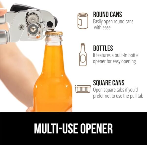 The Original GORILLA GRIP Heavy Duty Stainless Steel Smooth Edge Manual Can Opener and Bottle Openers, Soft Handle, Rust Proof Oversized Handheld Easy Turn Knob, Multifunctional Kitchen Tool, Black - Image 5